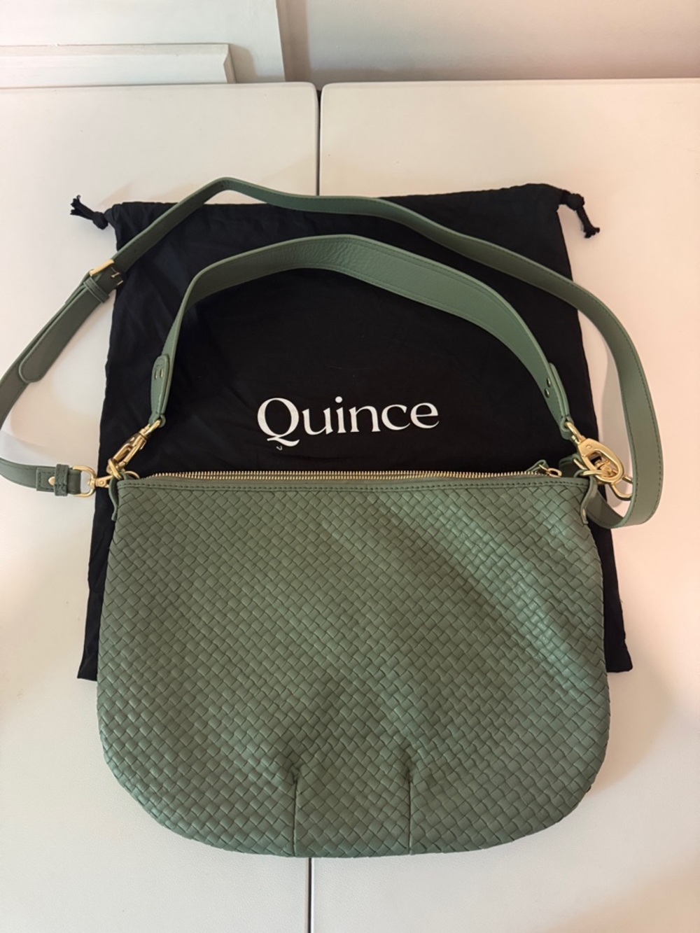 Quince Italian Leather Convertible Bag in Sage